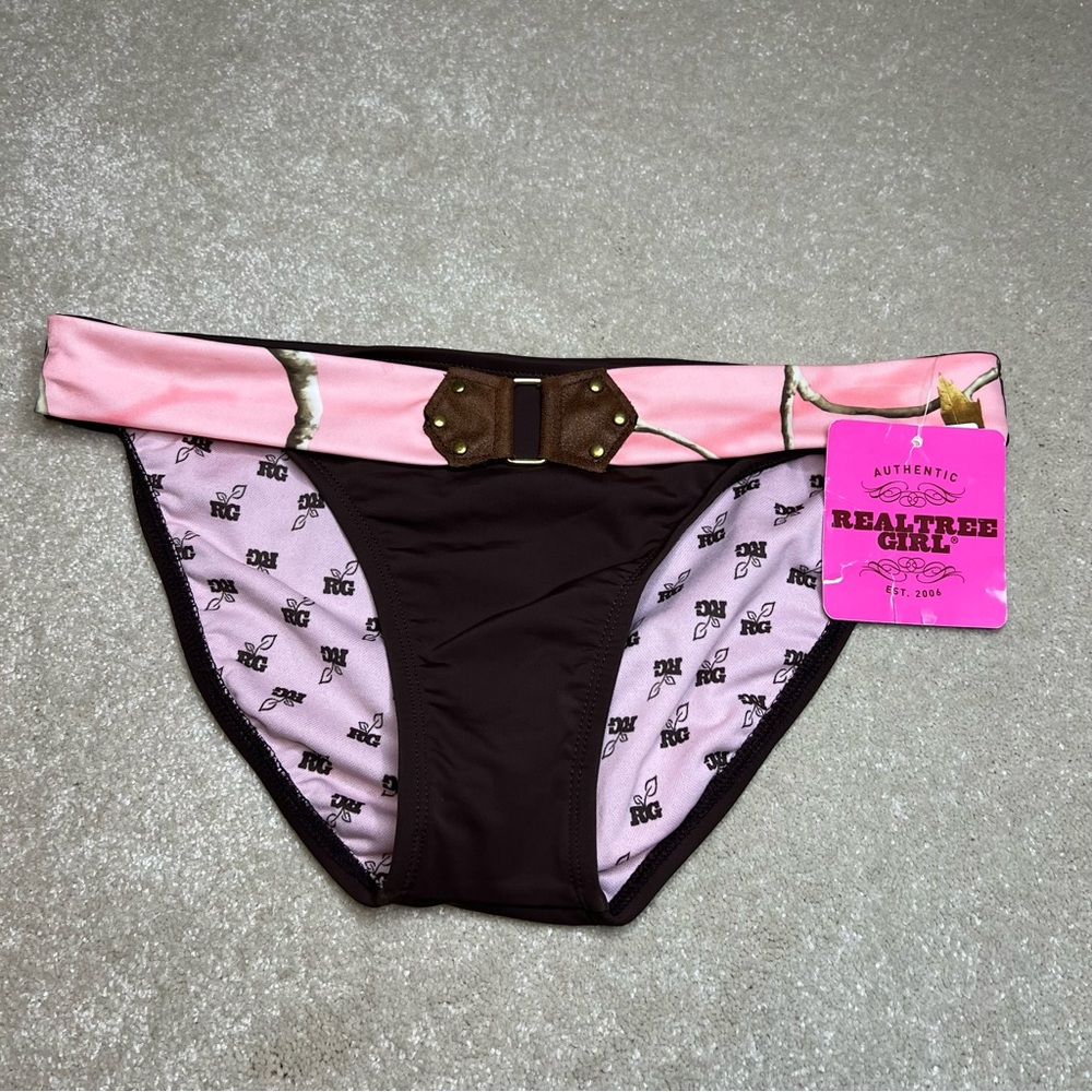 Real Tree Girl‎ NWT Swim Bikini Bottom Separate Brown/pink women's medium